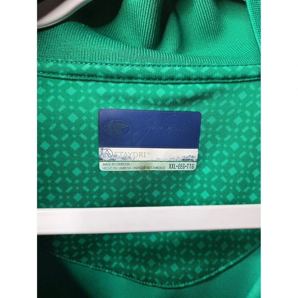 Jack‎ Nicklaus StayDri Mens XXL Green Geometric Diamond Print Golf Polo Shirt